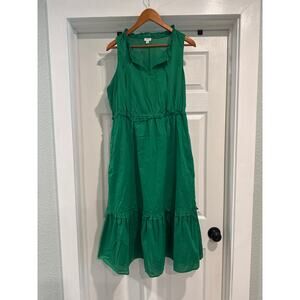 J Crew 100% Cotton Lined Sundress Green Women's Size 12